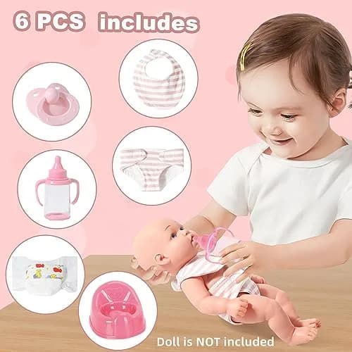 eDollable 12" Baby Doll Accessories Set Potty for Girls Ages 3+ | Complete Playset with Potty, Bibs & More thumbnail 5