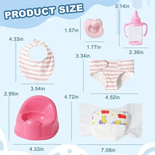 eDollable 12" Baby Doll Accessories Set Potty for Girls Ages 3+ | Complete Playset with Potty, Bibs & More thumbnail 6