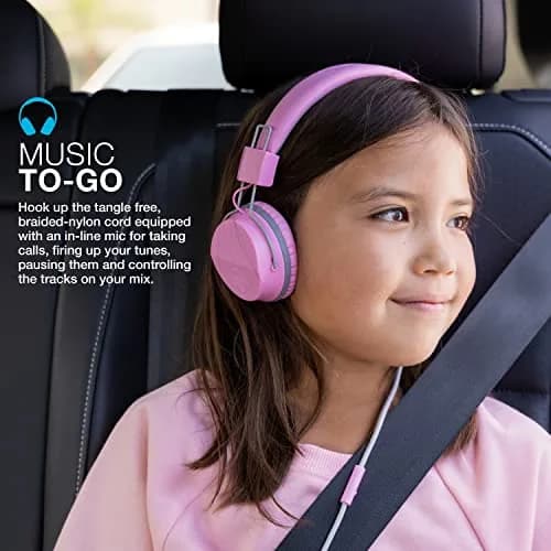 JLab JBuddies Studio Kids Wired Headphones Pink | Safe Volume, Foldable, Adjustable, Noise Isolation (70-120c) thumbnail 5