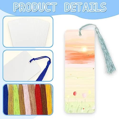 DSYIL Blank Bookmarks with Tassels 14 x 5cm (5.5 x 2 Inches) | DIY Craft Paper for Personalization thumbnail 2