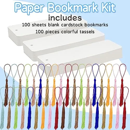 DSYIL Blank Bookmarks with Tassels 14 x 5cm (5.5 x 2 Inches) | DIY Craft Paper for Personalization thumbnail 3