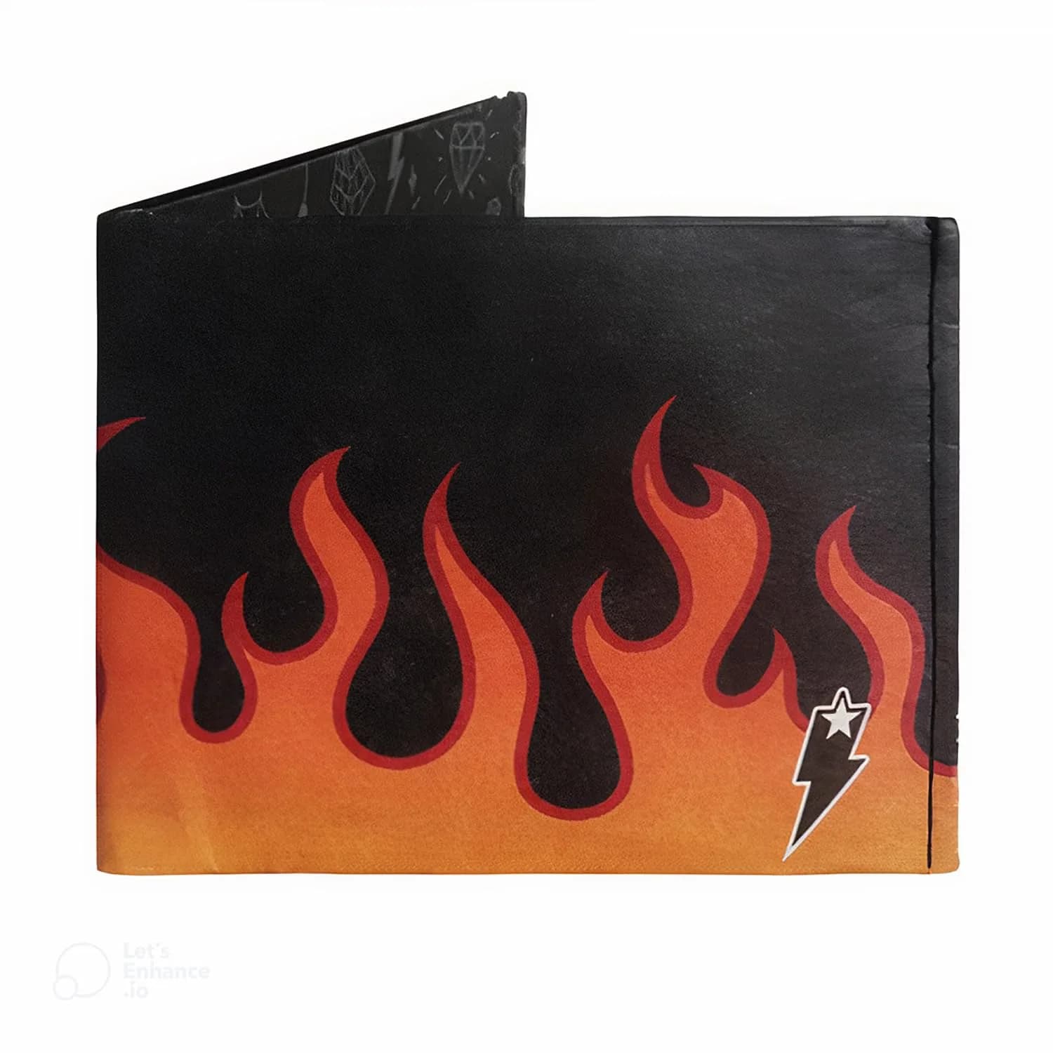 SUPERVEK Lit Flames Fire Stitched Paper Wallet - Vegan, Mighty Thin, Slim Wallet for Men, RFID Blocking, 6 Card Slots — Lit