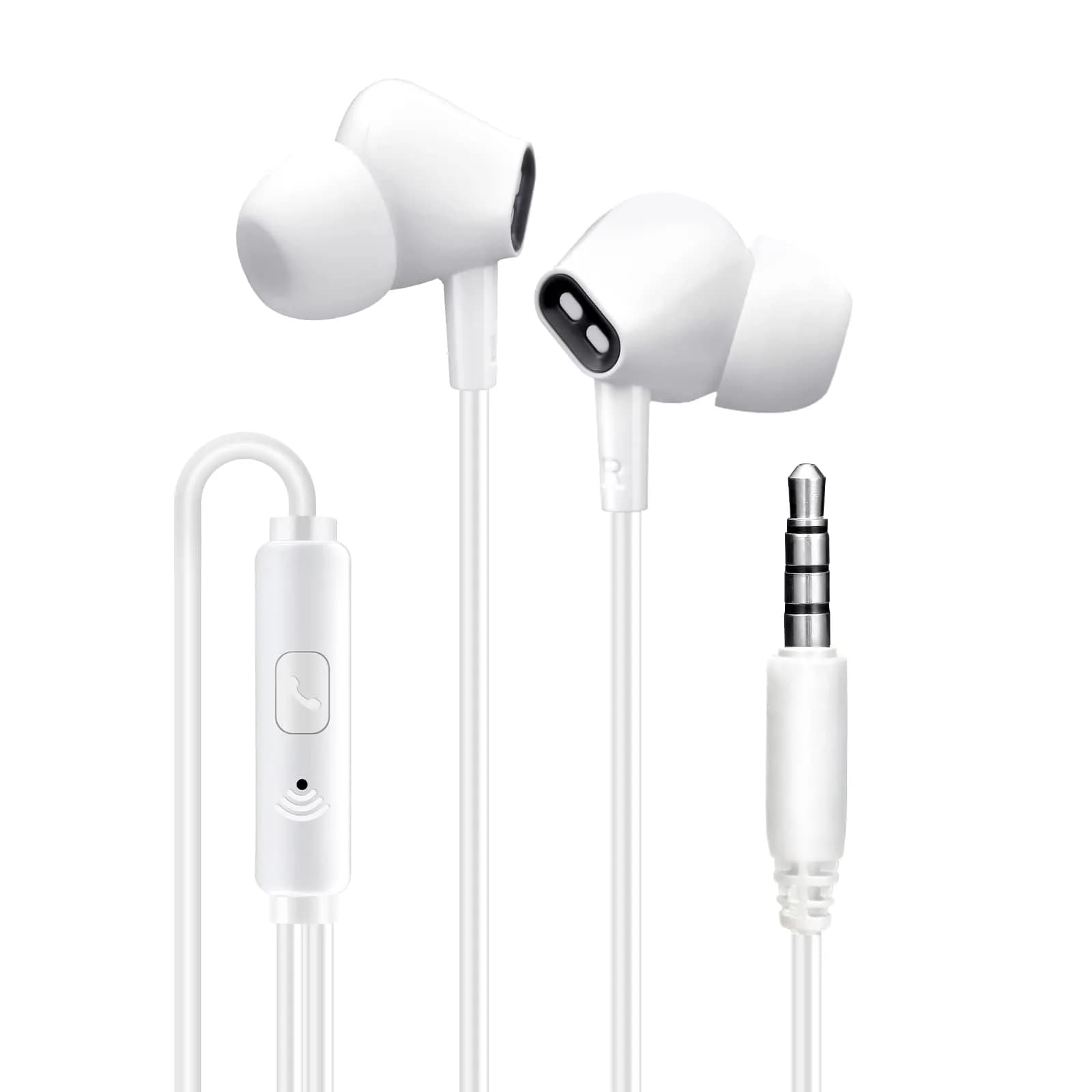 Aylaa Wired Earbuds Headphones for School with Microphone Noise Isolating Stereo Bass in-Ear Earphones – for Smartphones, Tablets, Schools, Ipads, Multiuse - 3.5mm Plug in Audio Jack - White — White