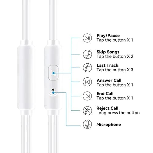 Aylaa Wired Earbuds Headphones for School with Microphone Noise Isolating Stereo Bass in-Ear Earphones – for Smartphones, Tablets, Schools, Ipads, Multiuse - 3.5mm Plug in Audio Jack - White thumbnail 2