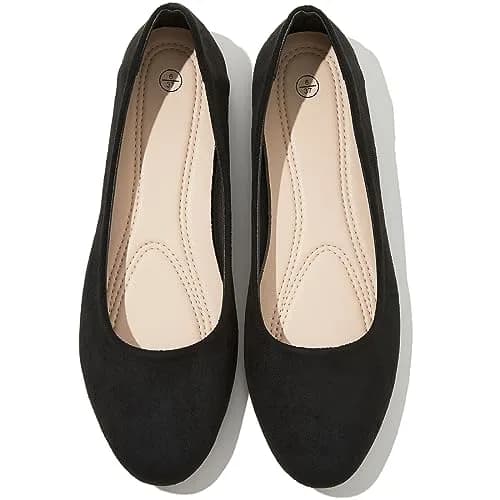 Shupua Flats for Women Round Toe Black Ballet Flats Work Shoes Size 9 | Foldable, Comfortable, Anti-slip thumbnail 1