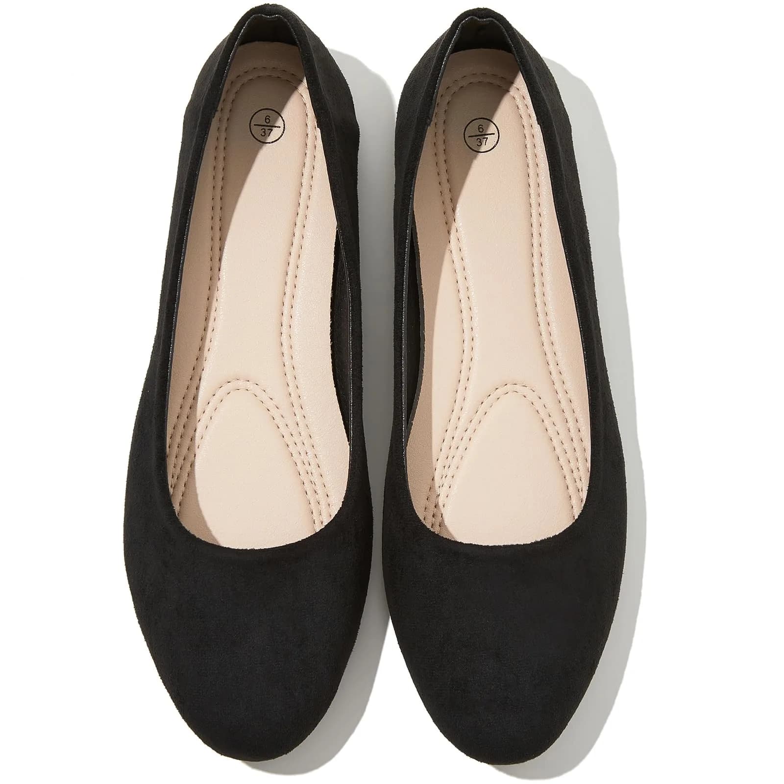 Shupua Flats for Women Round Toe Black Ballet Flats Work Shoes Size 9 | Foldable, Comfortable, Anti-slip