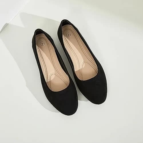 Shupua Flats for Women Round Toe Black Ballet Flats Work Shoes Size 9 | Foldable, Comfortable, Anti-slip thumbnail 8