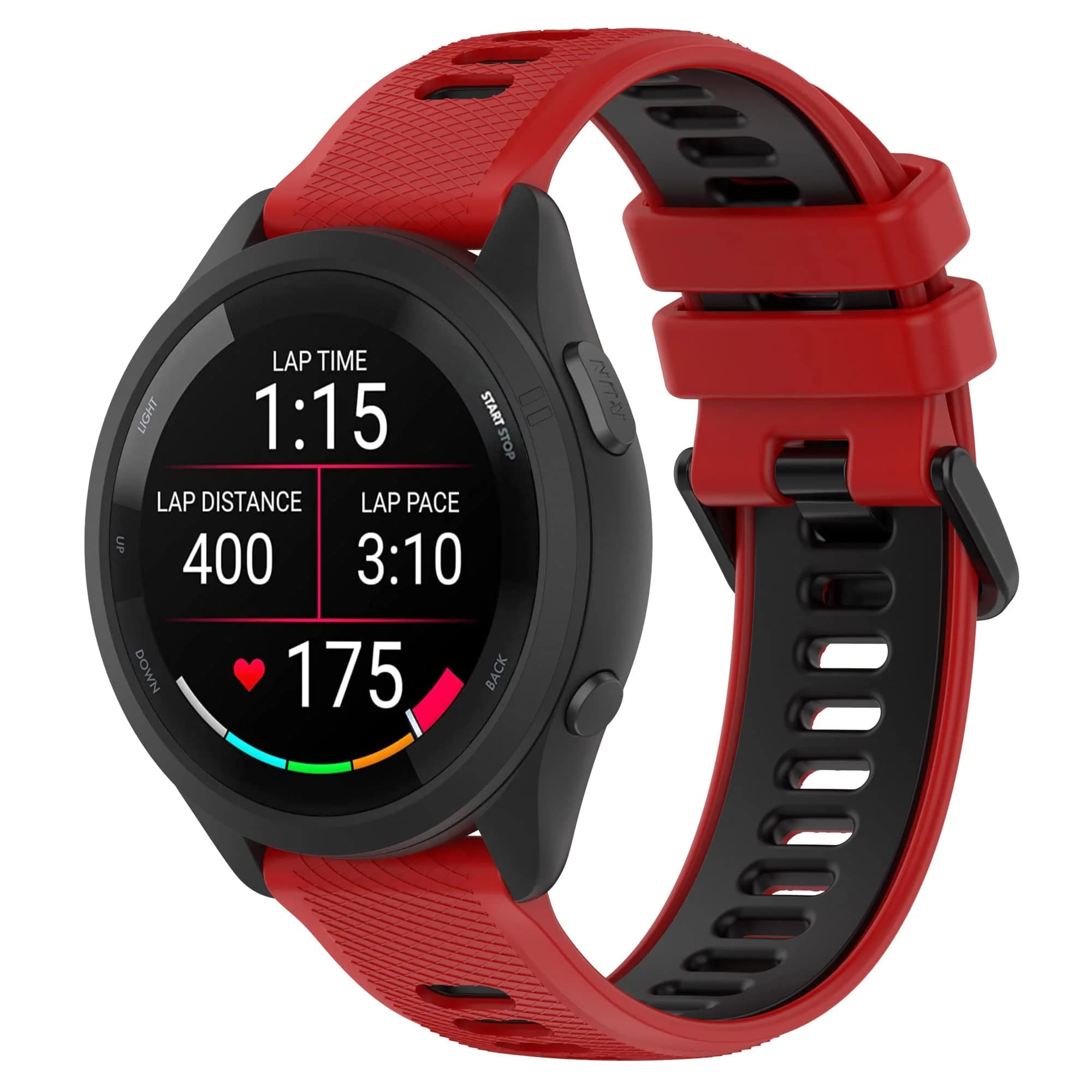 Hijiawee Watch Band 18mm Silicone | Durable, Quick Release, Compatible with Garmin 265S/255S/ Venu 2S (Olive) — Red&Black