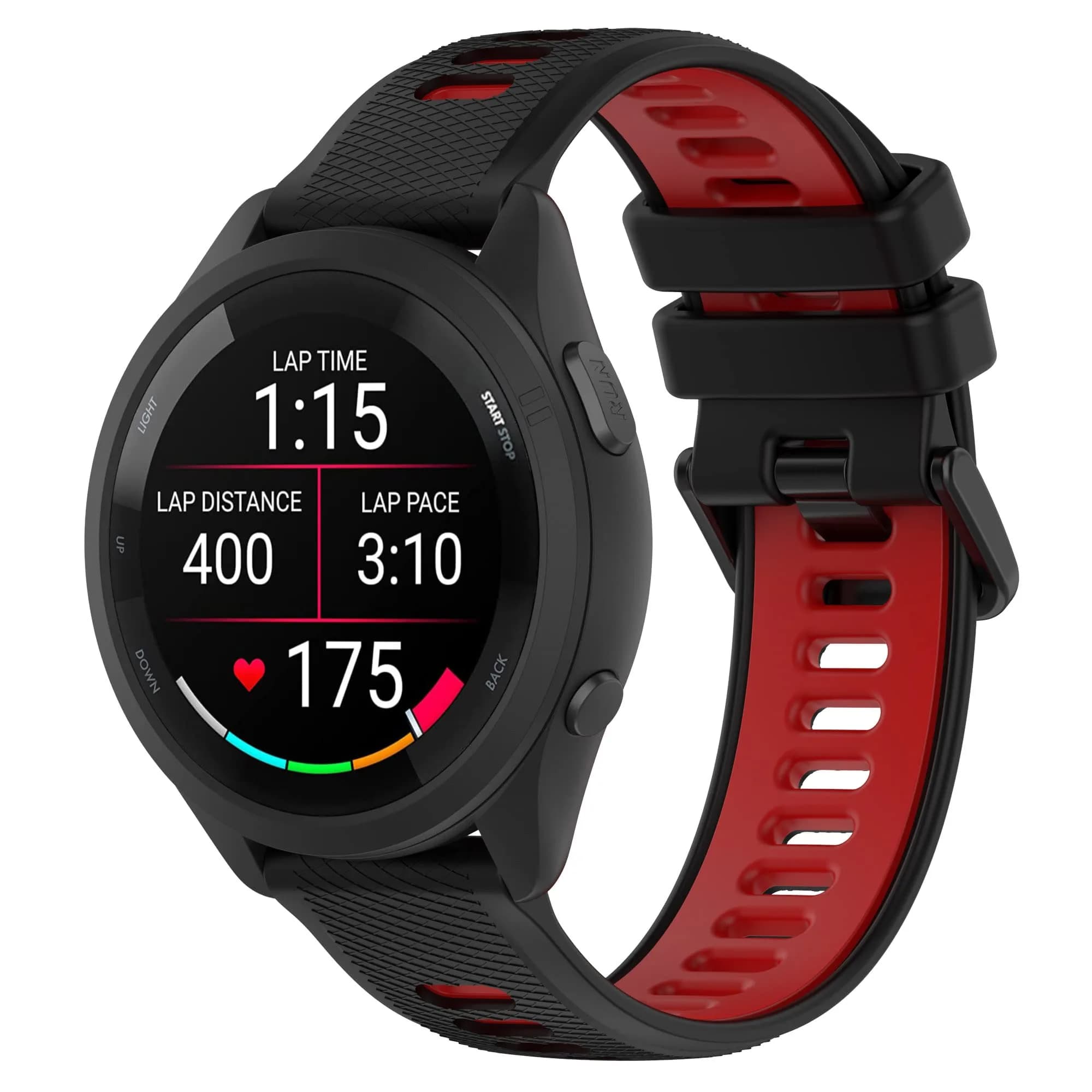 Hijiawee Watch Band 18mm Silicone | Durable, Quick Release, Compatible with Garmin 265S/255S/ Venu 2S (Olive) — Black&Red