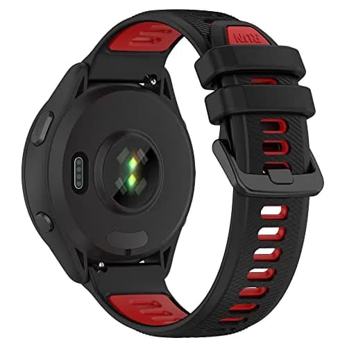 Hijiawee Watch Band for Garmin 265S/255S/Venu 2S, 18mm Silicone Replacement Strap, Black&Red | Durable & Quick Release thumbnail 2