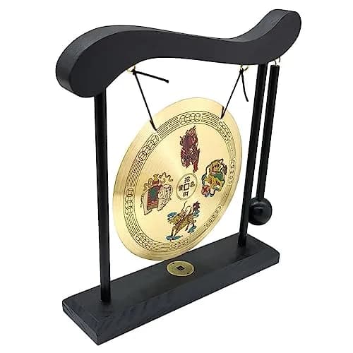 Hooshing Brass Gong Desktop Zen Art with Four Divine Beasts | 19cm (7.5in) Diameter thumbnail 3