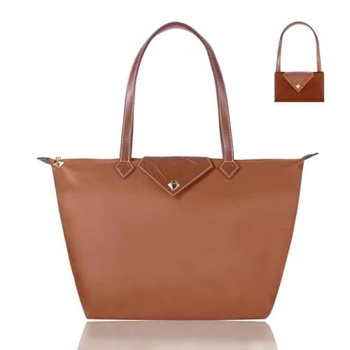 BOJLY Women's Tote Bag, Large Russet Nylon Waterproof Folding Beach Travel Bag | Stylish Shoulder Bag for Work & Shopping thumbnail 1