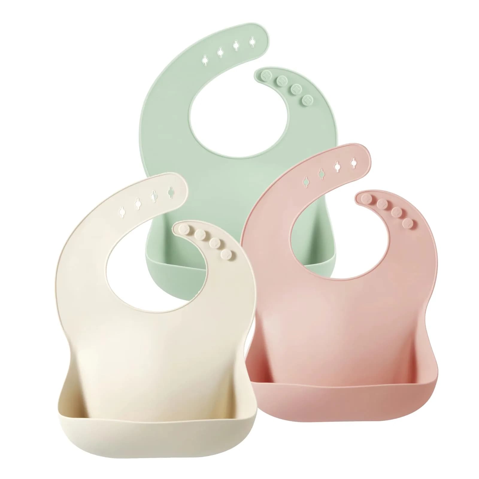 PandaEar Silicone Baby Bibs 3-Pack (25.6cm H x 11.4cm L x 8.5cm W) | Waterproof, Soft, Unisex, 10-72 Months - main product image