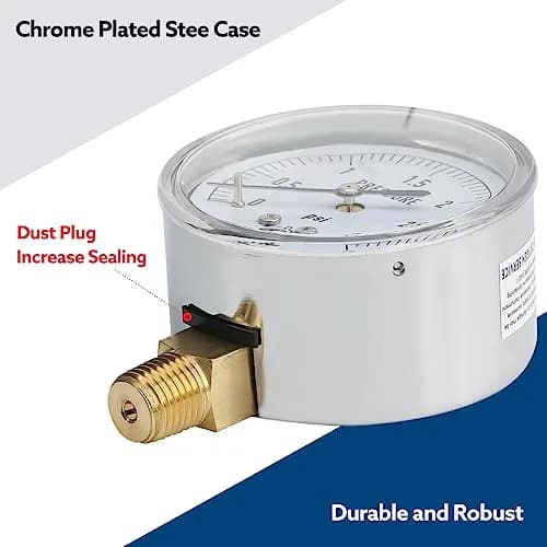 senctrl 0-60 Inches of Water Column Gauge, 1/4" NPT Lower Mount | Low Pressure Capsule Gauge with Chrome Steel Durability thumbnail 4