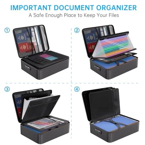 ENGPOW Fireproof Document Organizer Bag with Lock & Accordion File Folder, 39.4cm (15.5") x 28.4cm (11.2") x 10.9cm (4.3") | UL94-V0 Certified thumbnail 3