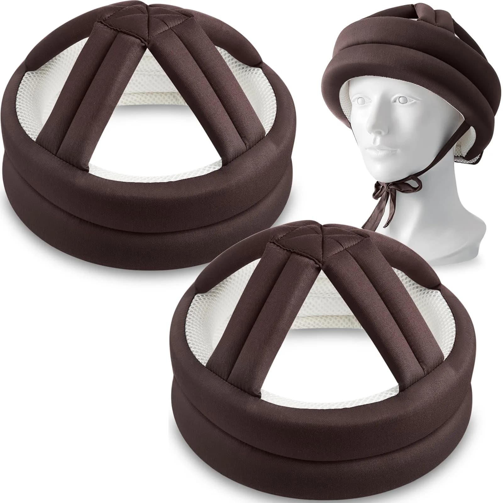 Woanger Anti Fall Elder Head Safety Helmet Coffee 2-Pack | Adjustable Fall Prevention for Seniors