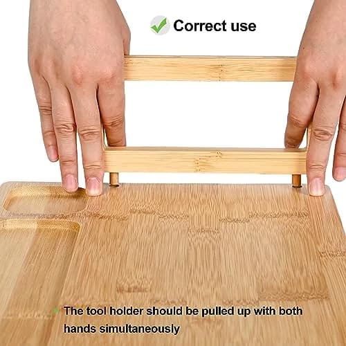 Lexda Bamboo Cheese Board and Knife Set | Large Charcuterie Platter with 4 Knives (13.8" x 11") thumbnail 3