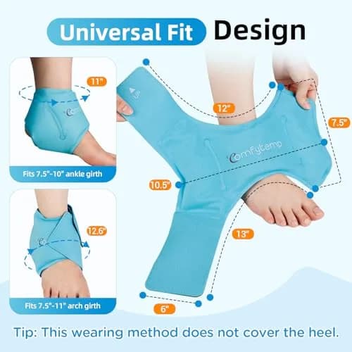 Comfytemp Ankle Ice Pack Wrap for Plantar Fasciitis, Foot Pain Relief, 2pcs | Targeted Cold Therapy for Sprains & Arthritis thumbnail 4