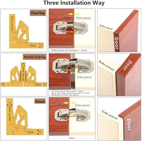 DOBOGA Hidden Hinges for Frameless Cabinets 4 inch Nickel | Concealed 90° Surface Mount thumbnail 5