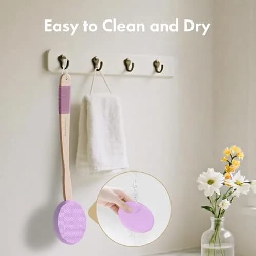 AmazerBath Lotion Applicator for Back, Feet, 4 Replaceable Pads with Long Handle, Purple | Applies Lotion Evenly thumbnail 4