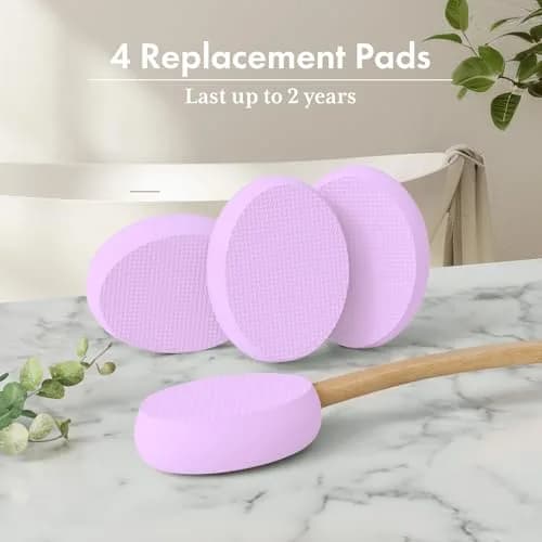 AmazerBath Lotion Applicator for Back, Feet, 4 Replaceable Pads with Long Handle, Purple | Applies Lotion Evenly thumbnail 6
