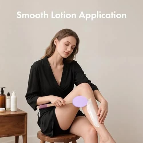 AmazerBath Lotion Applicator for Back, Feet, 4 Replaceable Pads with Long Handle, Purple | Applies Lotion Evenly thumbnail 7