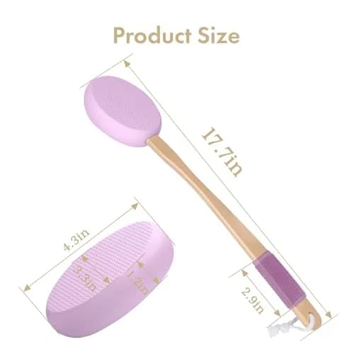 AmazerBath Lotion Applicator for Back, Feet, 4 Replaceable Pads with Long Handle, Purple | Applies Lotion Evenly thumbnail 2