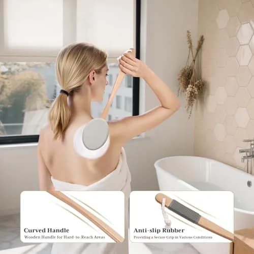 AmazerBath Lotion Applicator for Back, Feet, 4 Replaceable Pads with Long Handle, Gray | Applies Lotion Evenly thumbnail 5