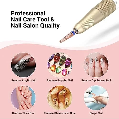 MelodySusie Super Long 5 in 1 Nail Drill Bits, Medium Grit, Rose Gold | Professional Carbide Tungsten for Manicure Pedicure thumbnail 5