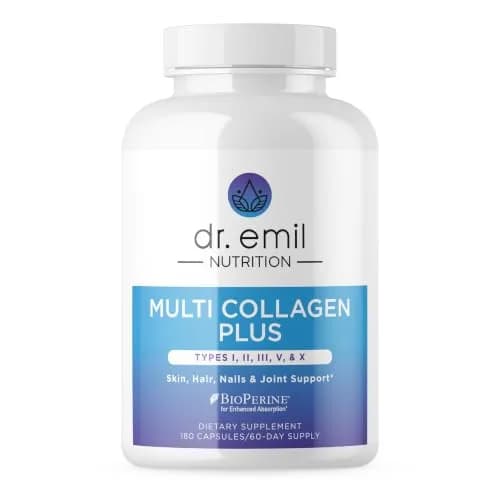 DR. EMIL NUTRITION Multi Hydrolyzed Collagen 180 Capsules | Types I, II, III, V & X for Full-Body Support thumbnail 1