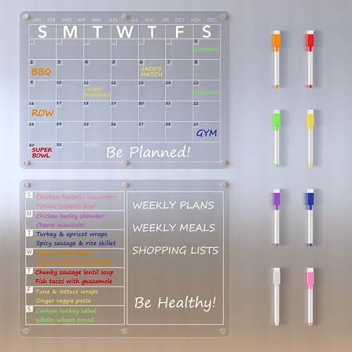 Neatsure Clear Acrylic Magnetic Dry Erase Board Calendar 15"x11" | Plan Your Life & Meals thumbnail 1