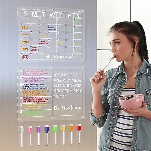 Neatsure Clear Acrylic Magnetic Dry Erase Board Calendar 15"x11" | Plan Your Life & Meals thumbnail 2