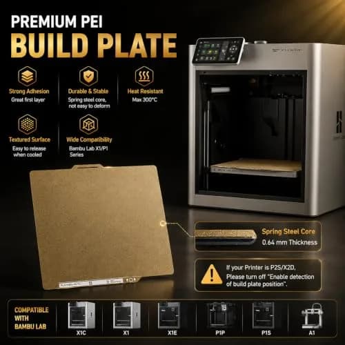 RETUXEP Dual Textured PEI Build Plate 257x257mm | For Bambu Lab X1/P1/A1 Series 3D Printers thumbnail 6