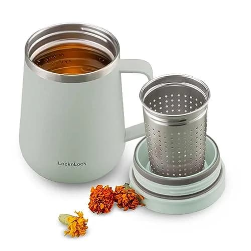 LocknLock Metro Tea Mug Mint 400ml (13oz) | Double Wall Stainless Steel Insulated Tumbler with Tea Infuser thumbnail 1