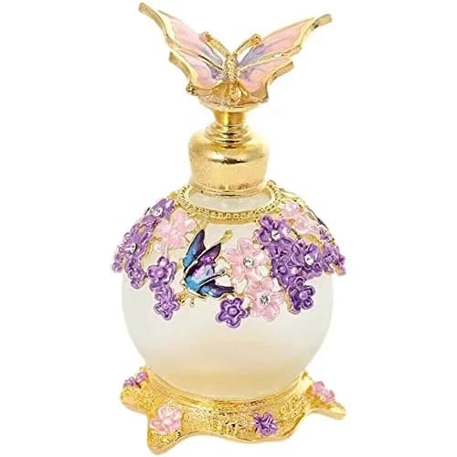 TEAMWILL Vintage Purple Butterfly Perfume Bottle 25ml (0.85 Fl Oz) | Decorative Glass Oil & Perfume Applicator thumbnail 2