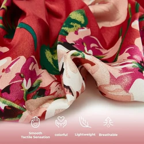 FADACHY Chemo Turban with Head Scarf for Women, Floral Red, One Size (40g) | Comfortable Headwear for Hair Loss thumbnail 4