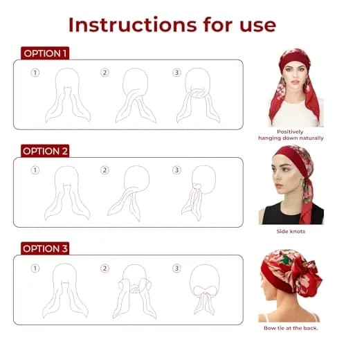 FADACHY Chemo Turban with Head Scarf for Women, Floral Red, One Size (40g) | Comfortable Headwear for Hair Loss thumbnail 6
