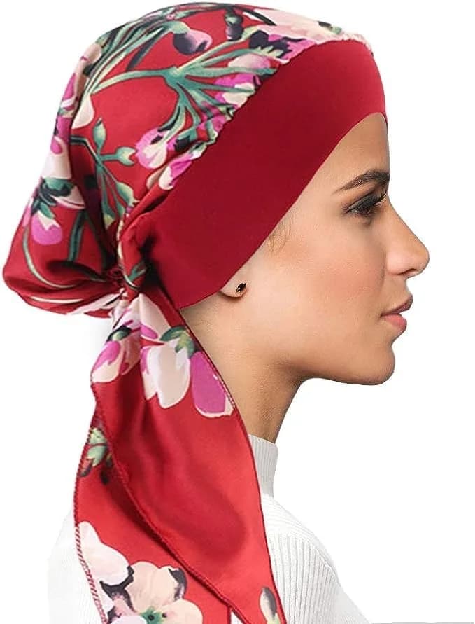 FADACHY Chemo Turban with Head Scarf for Women, Floral Red, One Size (40g) | Comfortable Headwear for Hair Loss thumbnail 9
