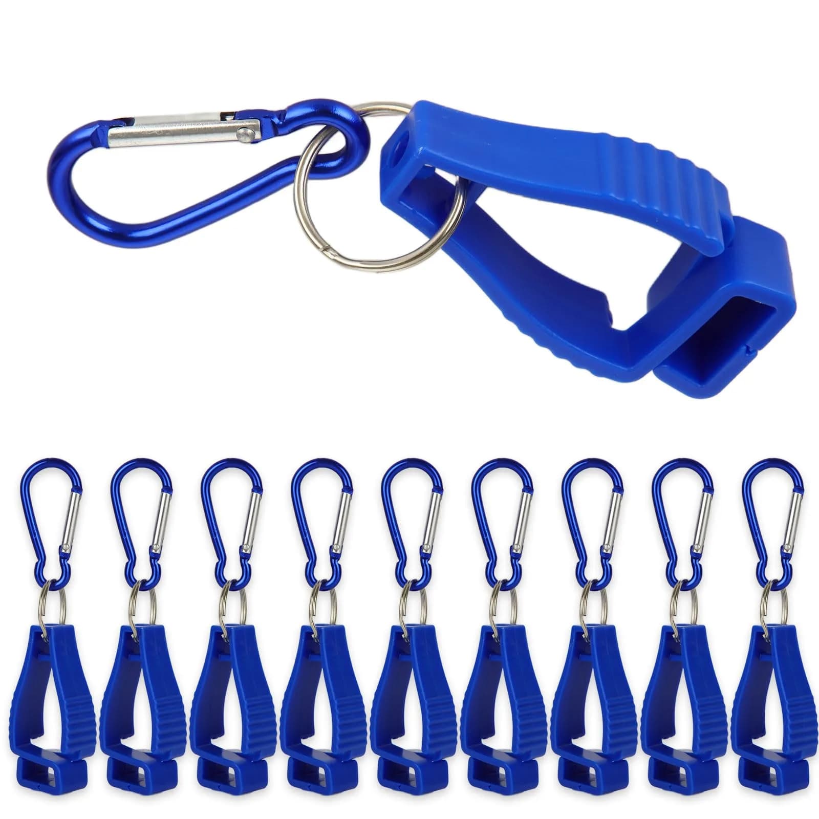 FVIEXE 20PCS Glove Clips with Metal Carabiner & Plastic Grip | Black & Orange — Blue