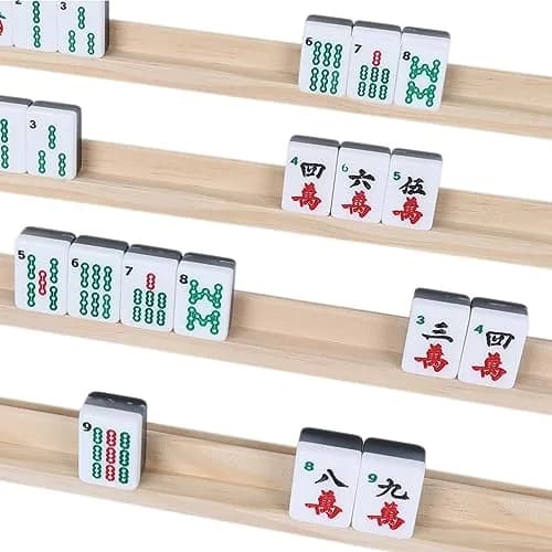 GOTHINK Wooden Mahjong Tiles Racks Set of 4 | Premium Pine, 17x1.2x0.8 inches, Organize & Focus thumbnail 5