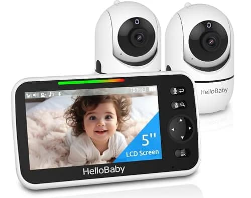 HelloBaby HB6550-2 Upgrade Baby Monitor with 2 Cameras | 5-inch IPS Screen, 1000ft Range, 30-Hour Battery thumbnail 1