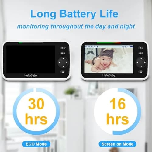 HelloBaby HB6550-2 Upgrade Baby Monitor with 2 Cameras | 5-inch IPS Screen, 1000ft Range, 30-Hour Battery thumbnail 5