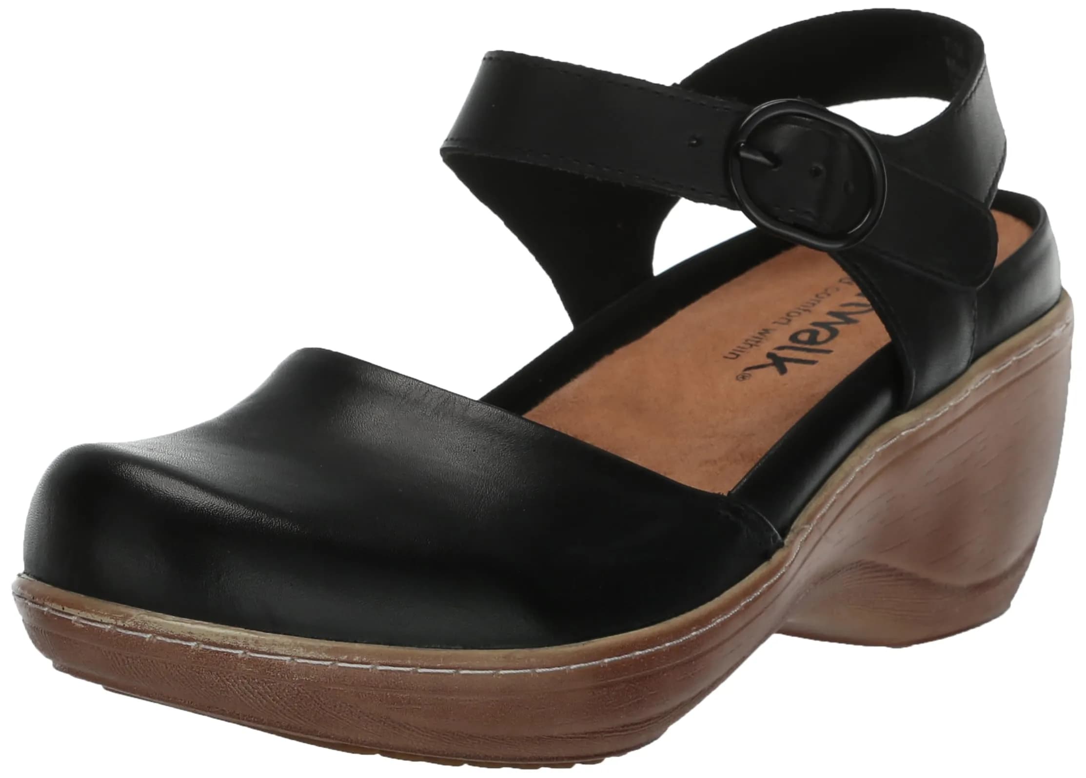 SoftWalk Mabelle Black 9 Wide | Elegant Platform Wedge with Leather Upper - main product image