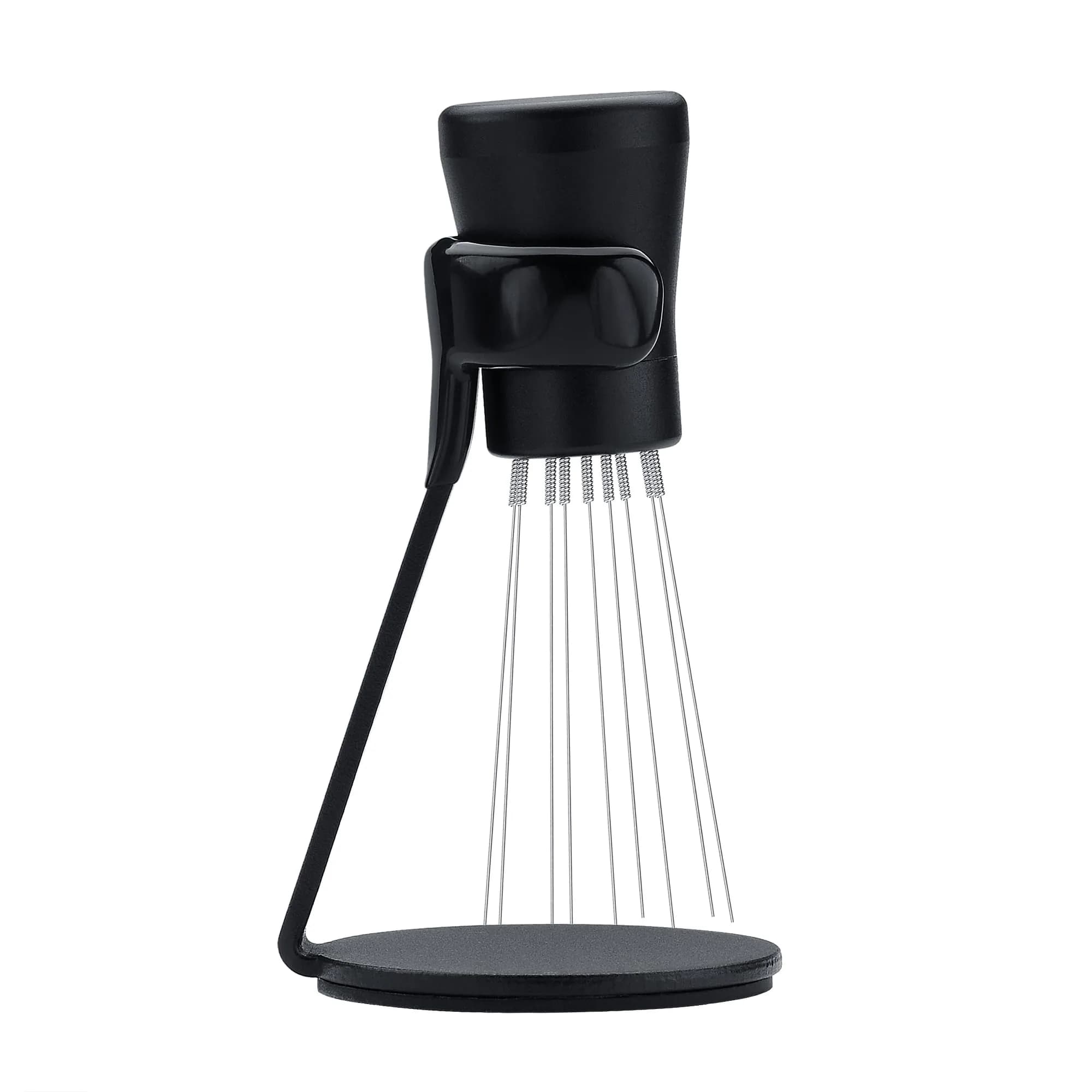 Normcore WDT Tool V2.1 with Stand, 9 Prong 0.23mm Espresso Distribution Tool, Weiss Distribution Technique, Magnetic Coffee Stirrer with 5 Extra Needles, American Walnut Wood Handle — Black