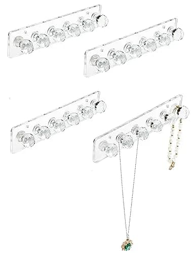 Heesch Necklace Hanger Wall Mount Jewelry Organizer 6.7 x 1.4 Inch Clear 4 Pack | Acrylic Necklace Holder for Women thumbnail 1