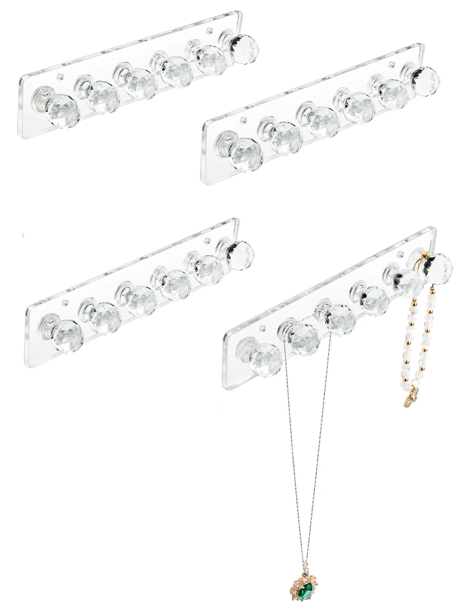 Heesch Necklace Hanger, Wall Necklace Holder, Acrylic Jewelry Organizer | Clear 2-Pack — Clear Short–