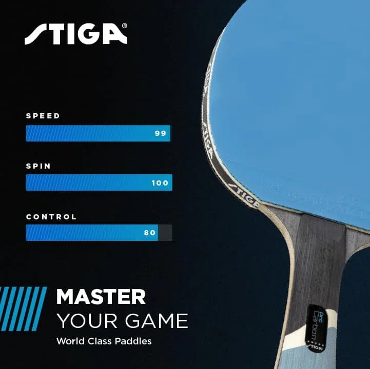 STIGA Pro Carbon Table Tennis Racket with Carbon Technology | Speed 99, Spin 100, Control 79 thumbnail 9