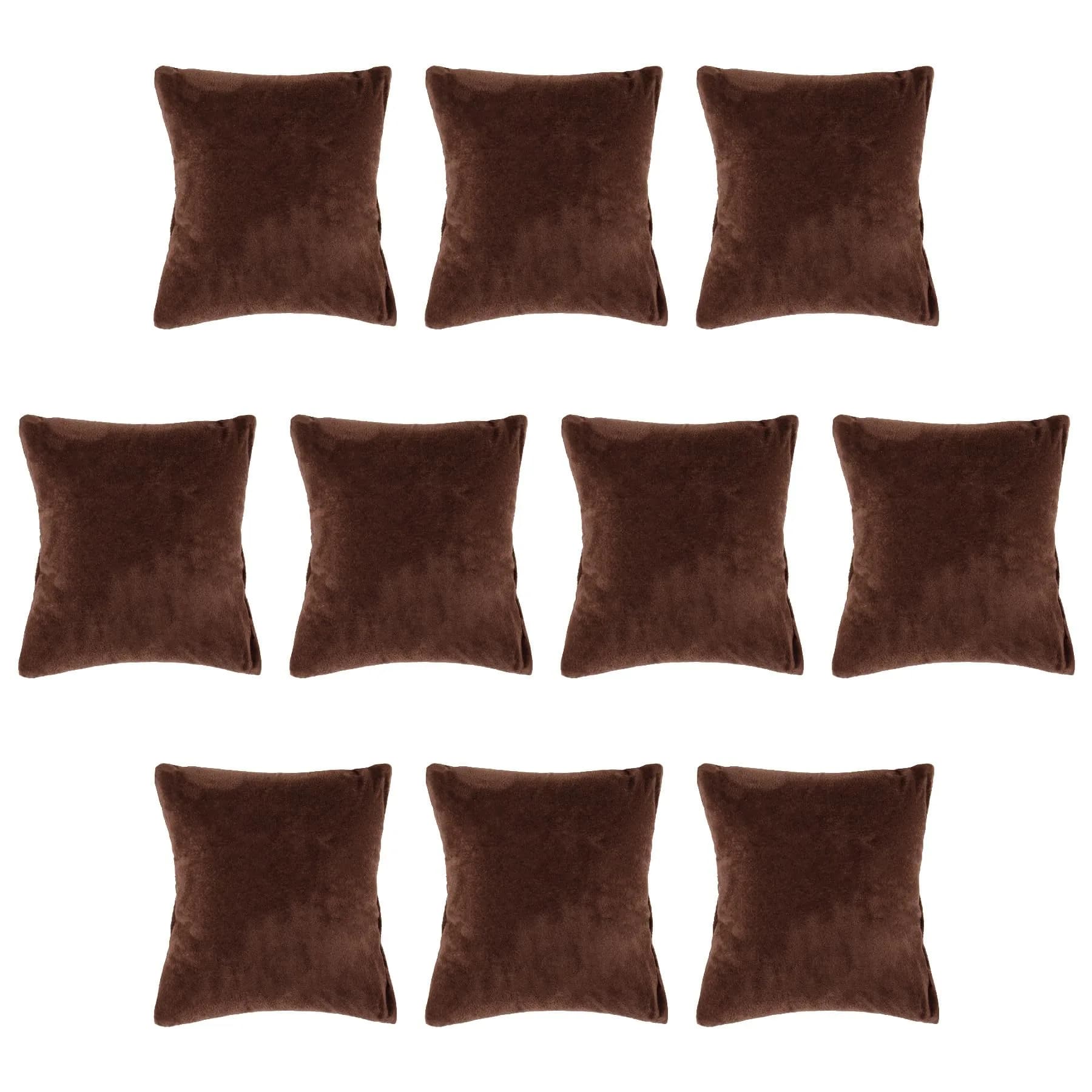 AUEAR Grey Velvet Watch Pillows 10 Pack | Jewelry Display Pillow for Gift Box — Brown