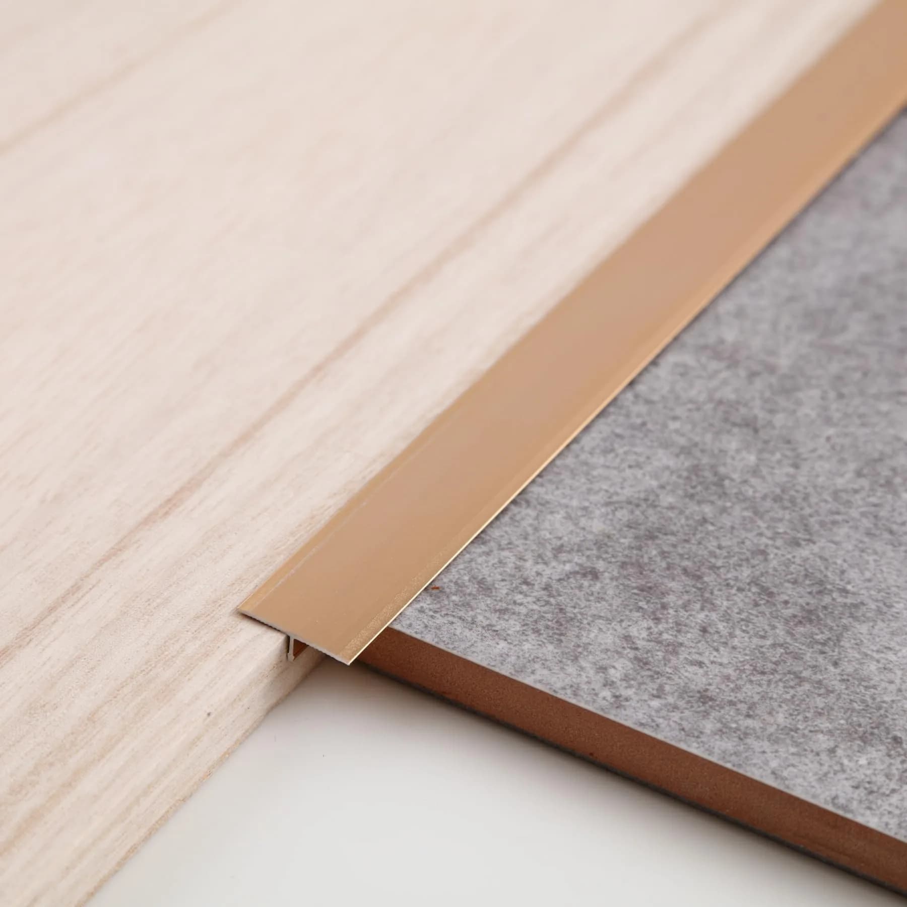Gaahing Aluminum T Molding Floor Transition Strip 2.9ft (0.9m) x 1.6in (4cm) Matte Silver | 3-Pack for Laminate, Vinyl, Hardwood Floors — Matte Gold