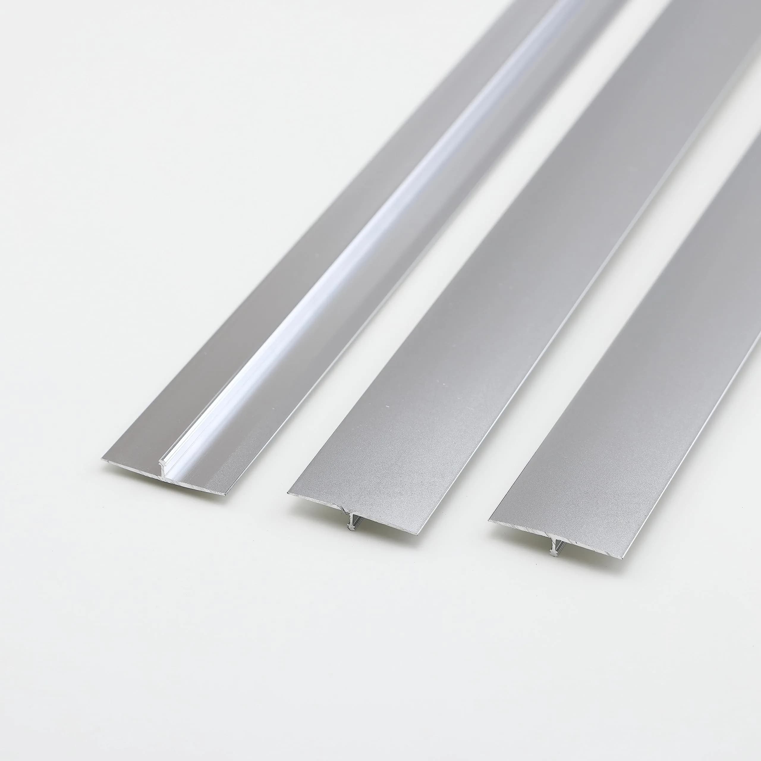 Gaahing Aluminum T Molding Floor Transition Strip 2.9ft (0.9m) x 1.6in (4cm) Matte Silver | 3-Pack for Laminate, Vinyl, Hardwood Floors - main product image